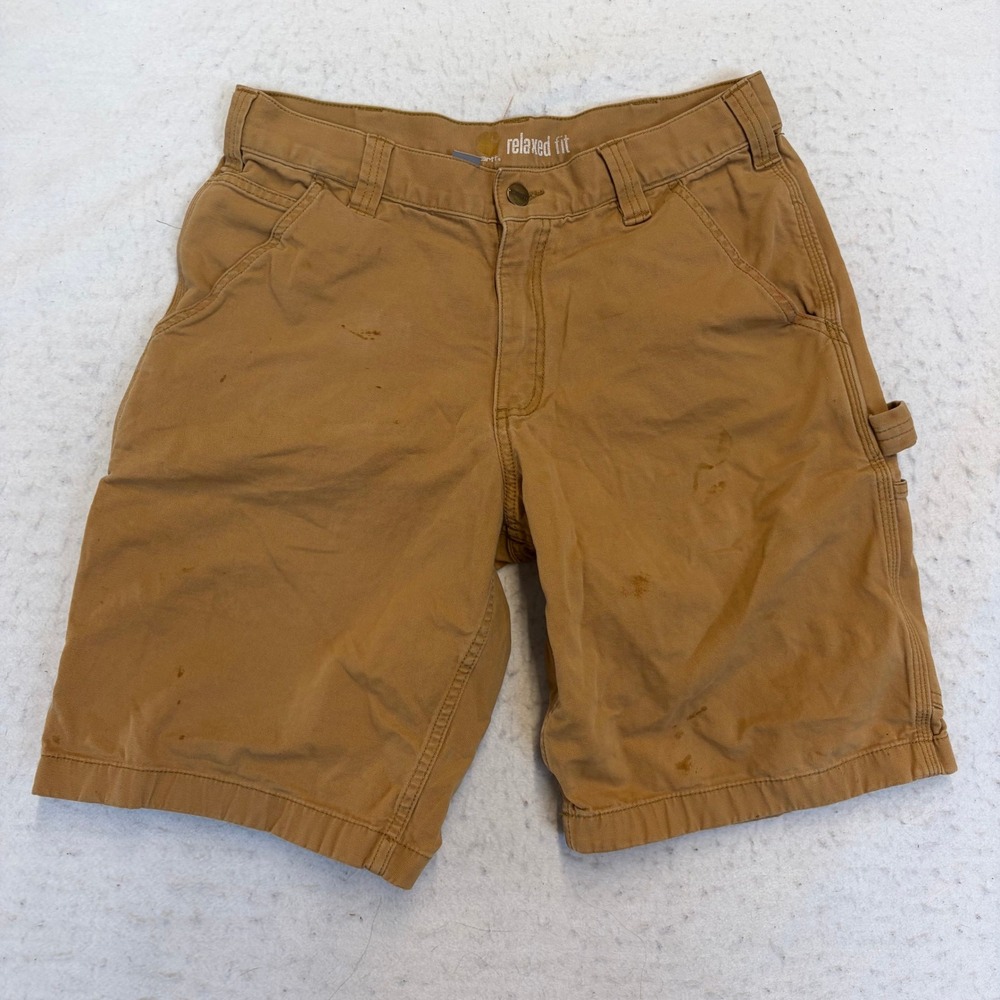 Carhartt Carpenter Shorts Mens 32 Brown Relaxed Fit Canvas Workwear